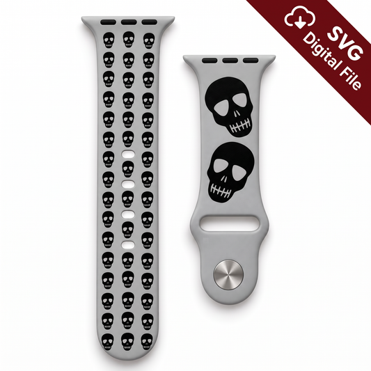 Skull Watch Band SVG – Horror Laser Engraving File realistic engraved watch band mockup, SVG digital file