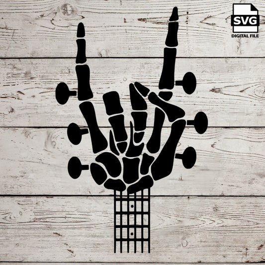 Guitar Skeleton SVG file perfect for Cricut, Cameo, or Silhouette also for laser engraving Glowforge, Scary, Halloween, Horror, Rock on