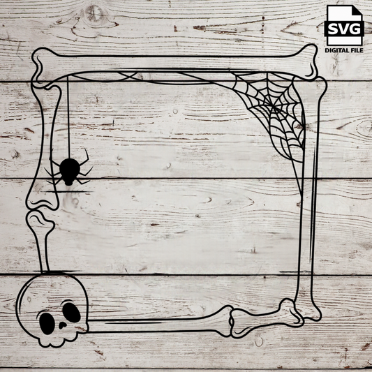 Halloween Square Bone Skeleton Frame bundle SVG files perfect for Cricut, Cameo, or Silhouette also for laser engraving Glowforge, horror