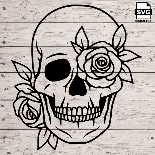 Sugar Skull - Roses Skull SVG Roses file perfect for Cricut, or Silhouette, engraving Glowforge , cinco de mayo, may 5th, day of the dead