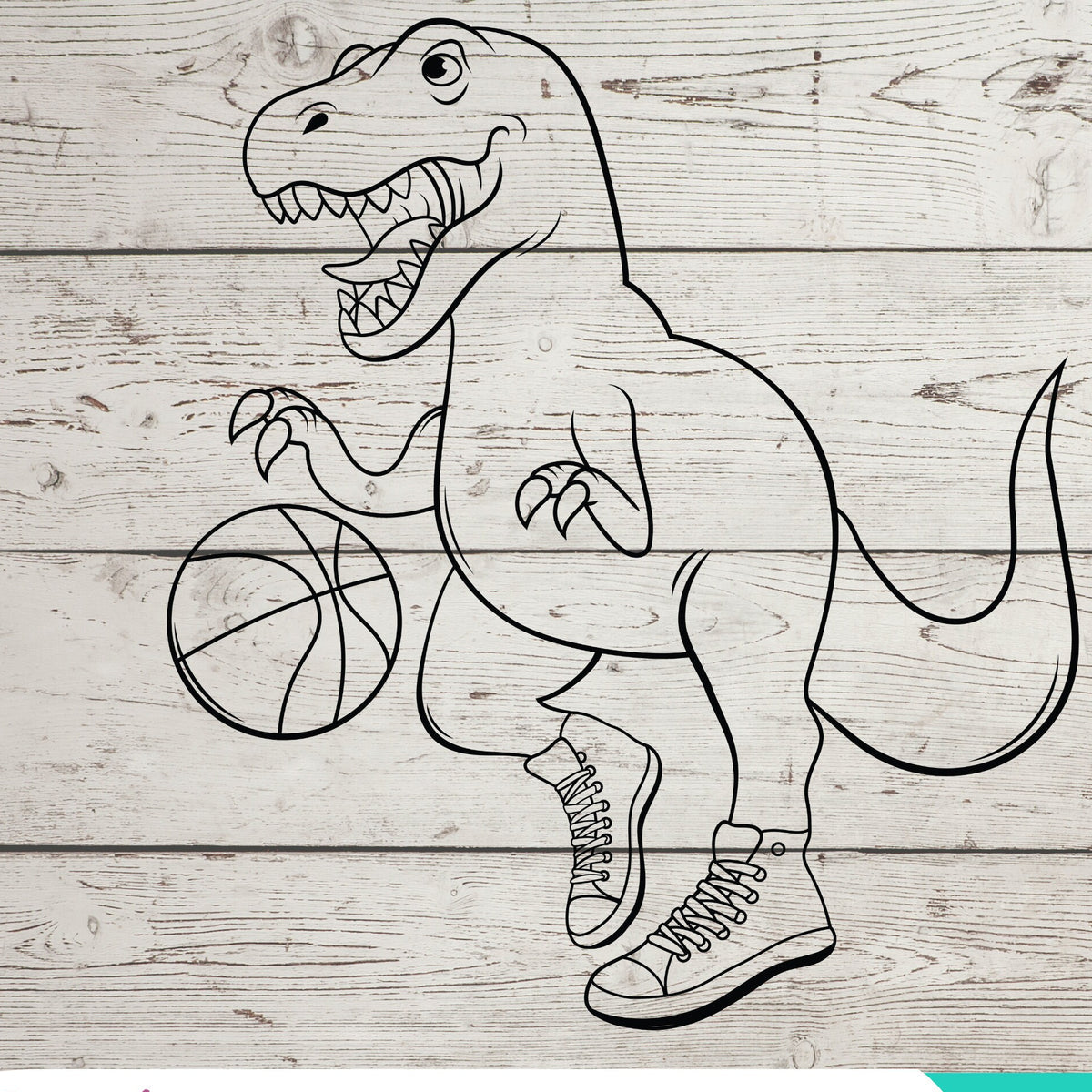 T-Rex basketball SVG design cropped from the original artwork for a square digital file preview.