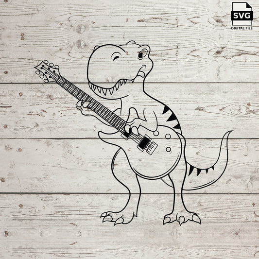 T rex guitar. SVG digital download preview.