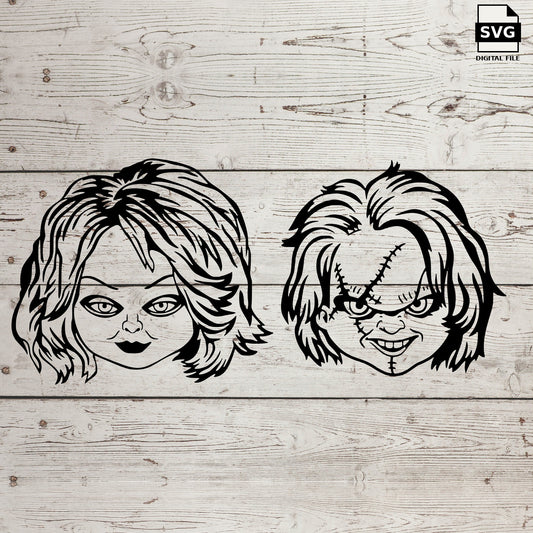 Tiffany and Chucky doll portraits. SVG digital download preview.