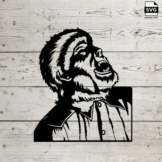 Howling werewolf portrait. SVG digital download preview.