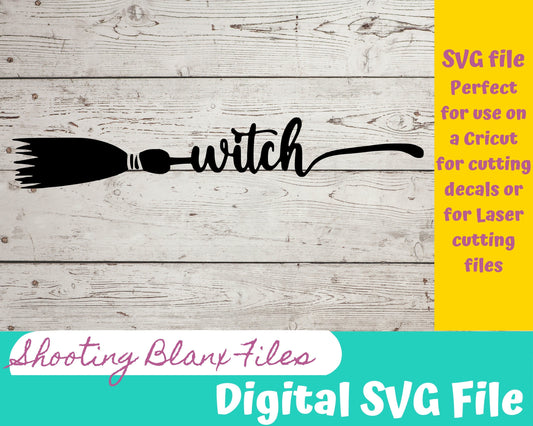 Witch Broom SVG original digital design preview.