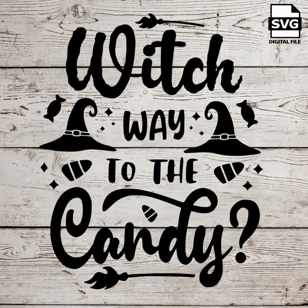 Witch Way to the Candy  SVG file for Cricut - laser engraving Glowforge, Scary, Halloween, Minimalistic, Halloween, Horror, phrase, saying