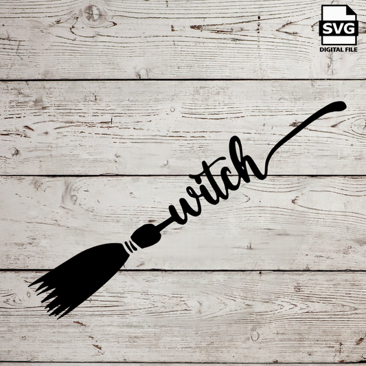 witch broom with witch inside 