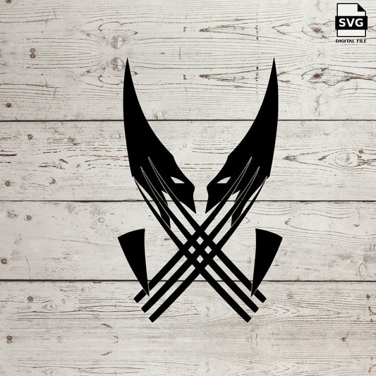 Wolverine mask with crossed claws. SVG digital download preview.