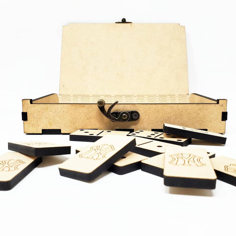 Custom wood double 6 dominoes set with box