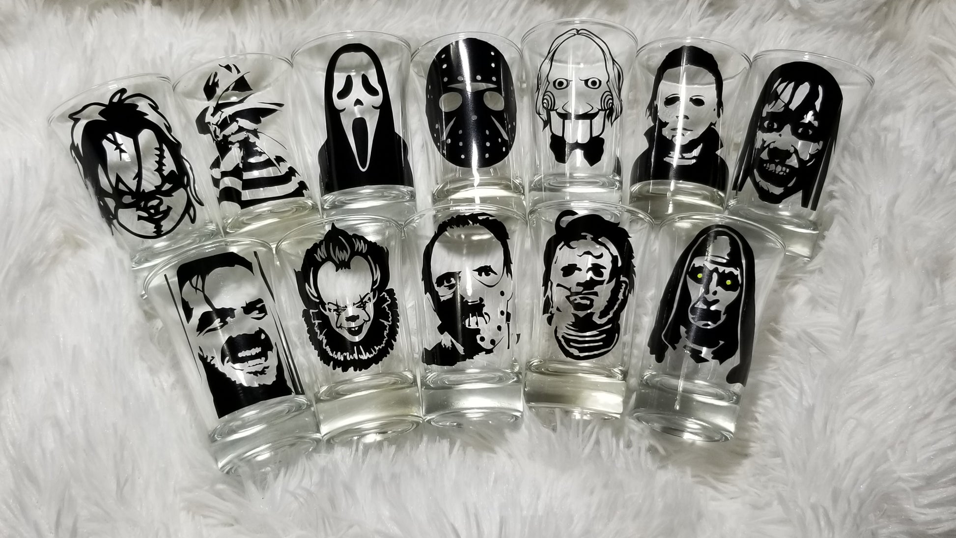 set of 12 movie monsters shot glasses! 