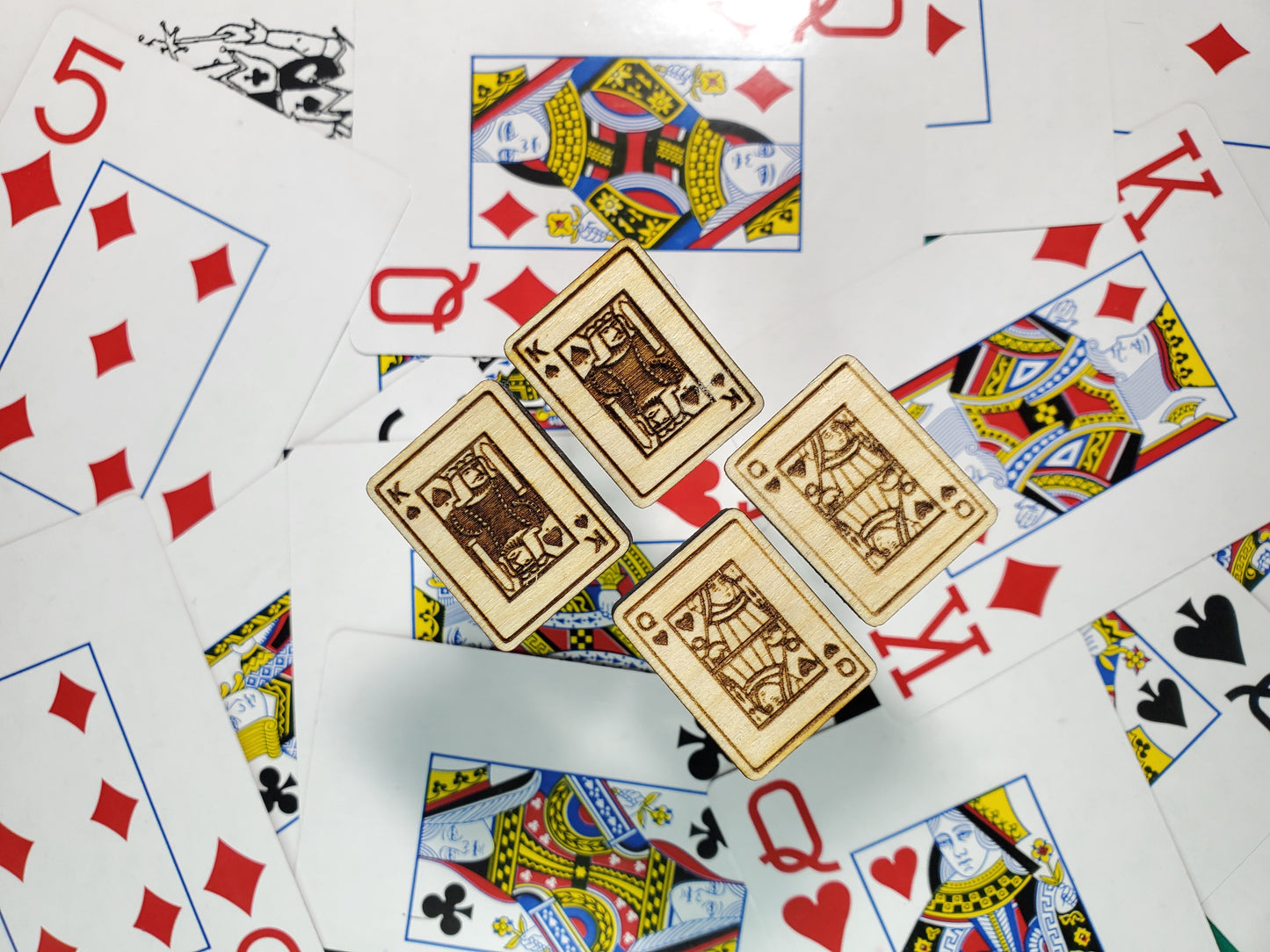 King & Queen Playing Cards wood earrings