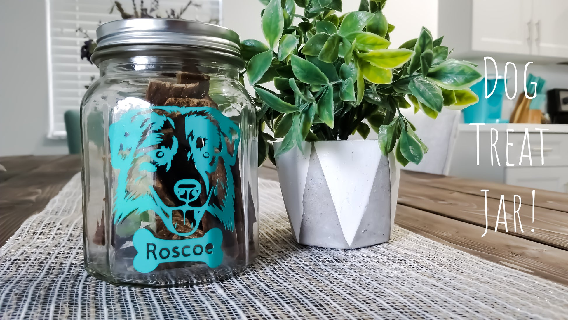 Dog treat jar personalized 