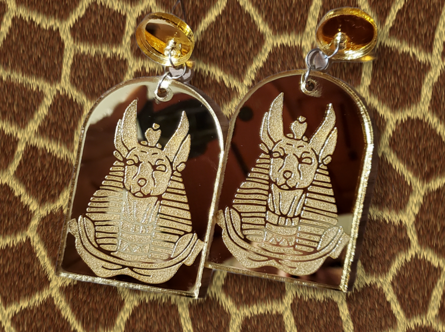 Egyptian Themed Mirror arch earrings