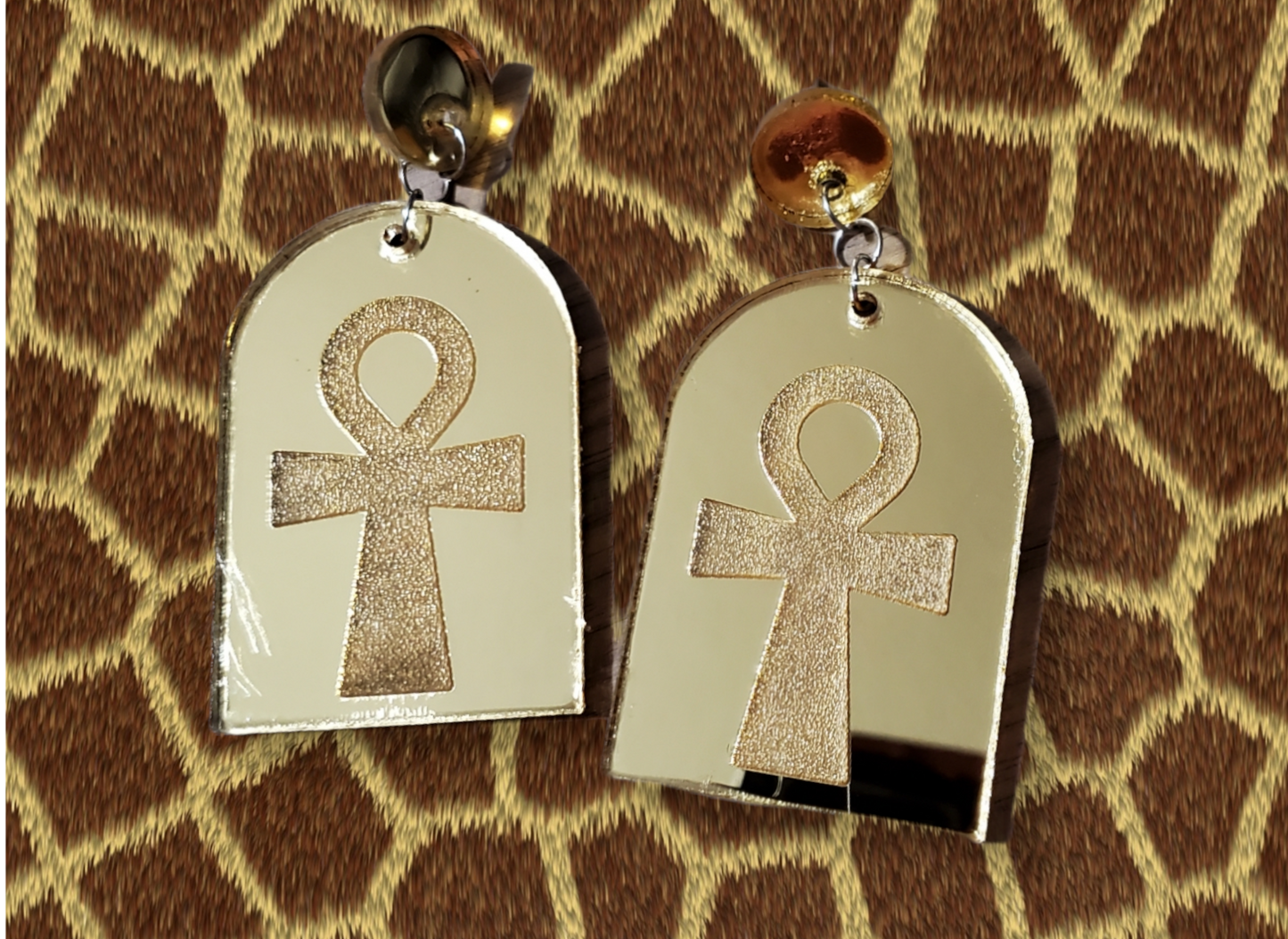 Egyptian Themed Mirror arch earrings