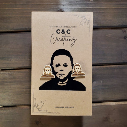 Michael Myers Wood Horror Earrings