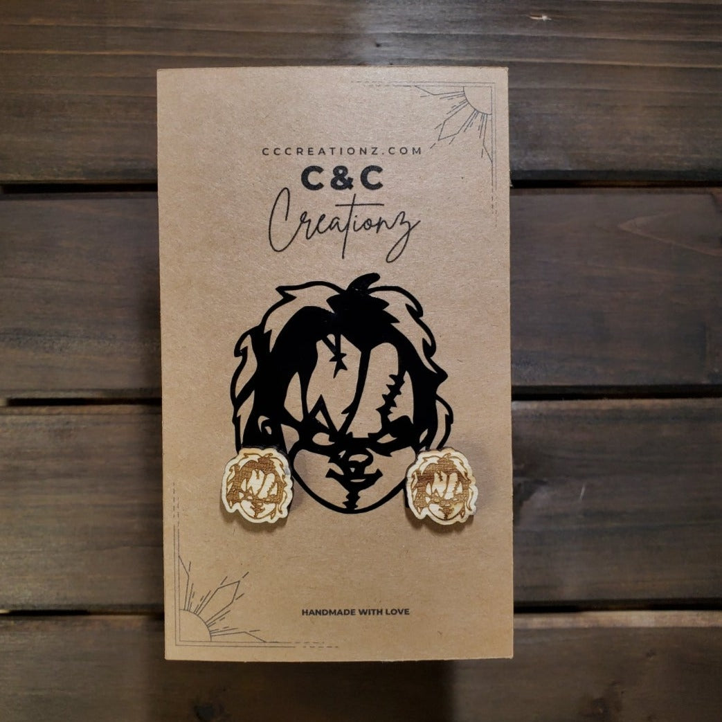 Chucky Wood Horror Earrings