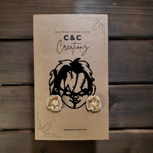 Chucky Wood Horror Earrings