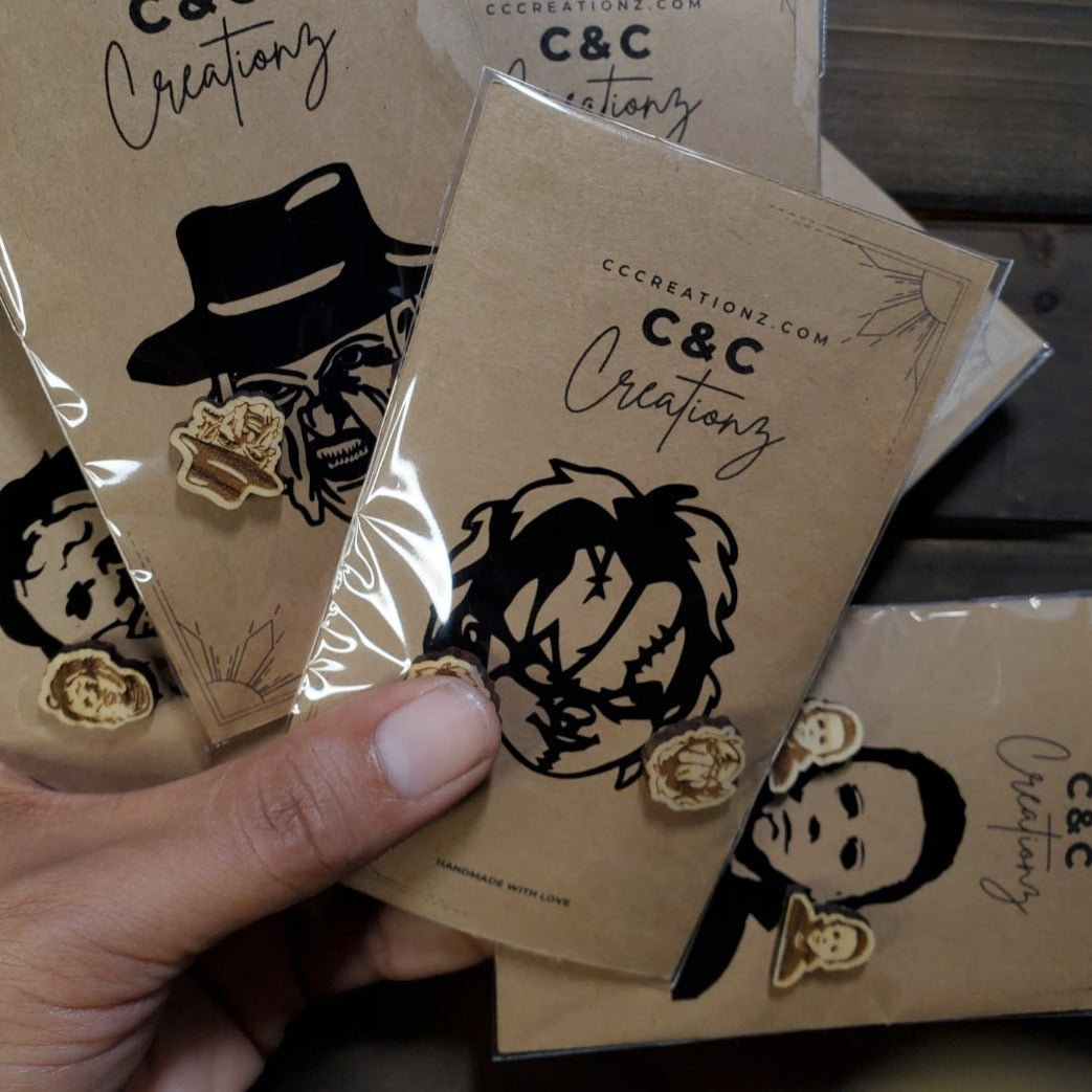 Chucky Wood Horror Earrings