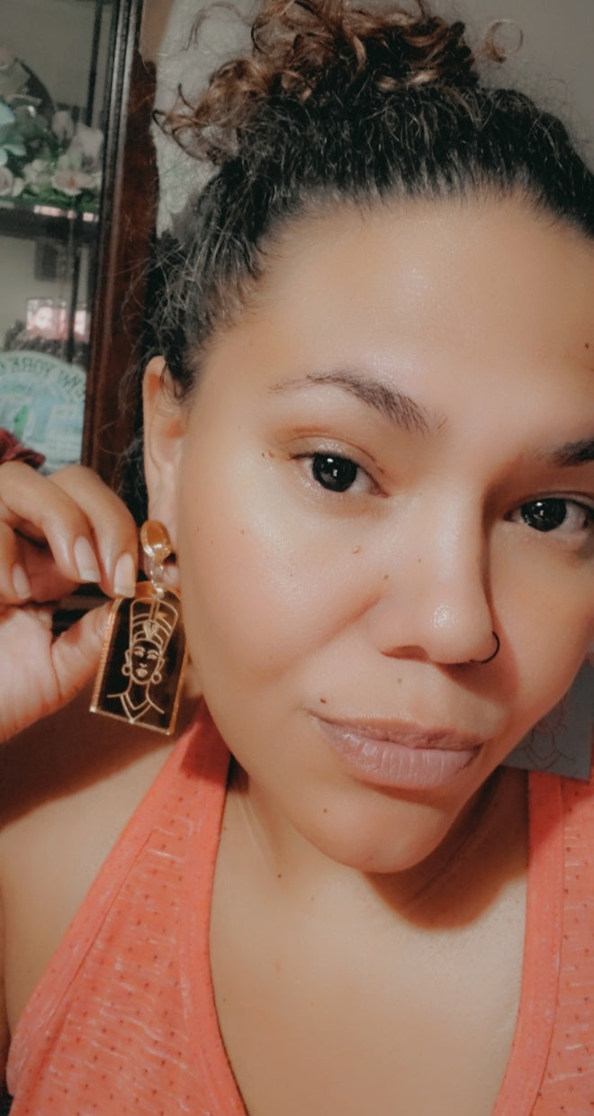 Egyptian Themed Mirror arch earrings