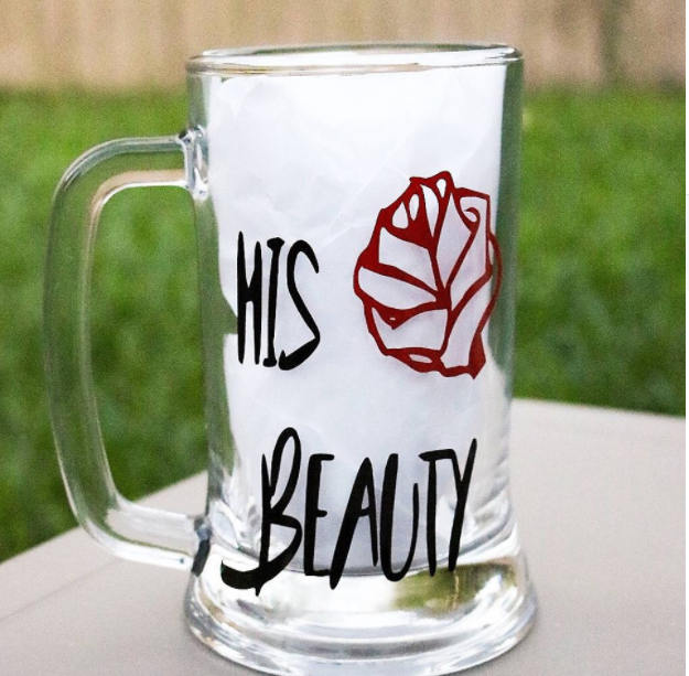 His Beauty Her Beast, Beer Mug, Couples Gift, Beauty and the Beast, Matching Disney, His Wild Beauty - CCCreationz