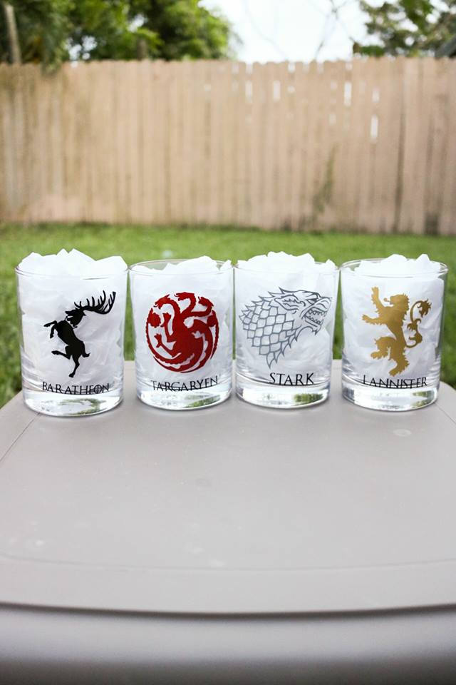Game of Thrones Rocks Glass set, Stark, Lannister, Targaryen, Baratheon, Game of Thrones Gift - CCCreationz