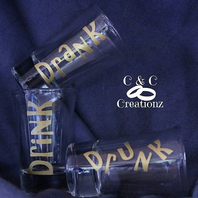 Drink / Drank / Drunk / Shot glasses / custom shot glasses / shot glass set , funny shot glass - CCCreationz