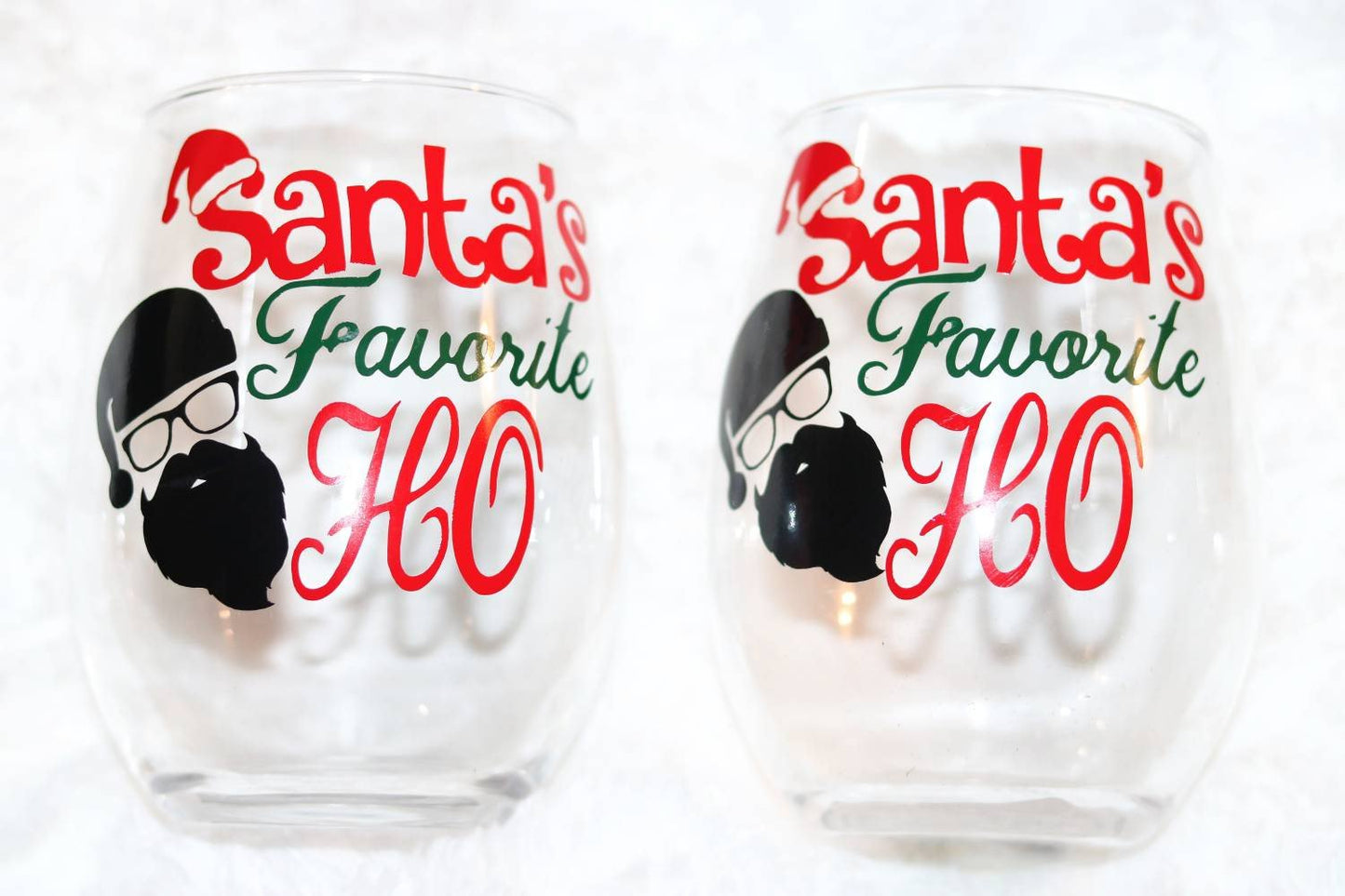 Santa's Favorite Ho wine glass - CCCreationz