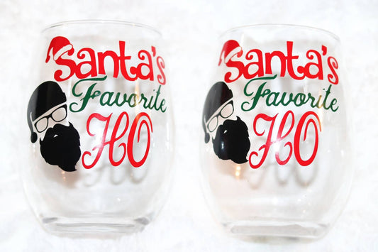 Santa's Favorite Ho wine glass - CCCreationz