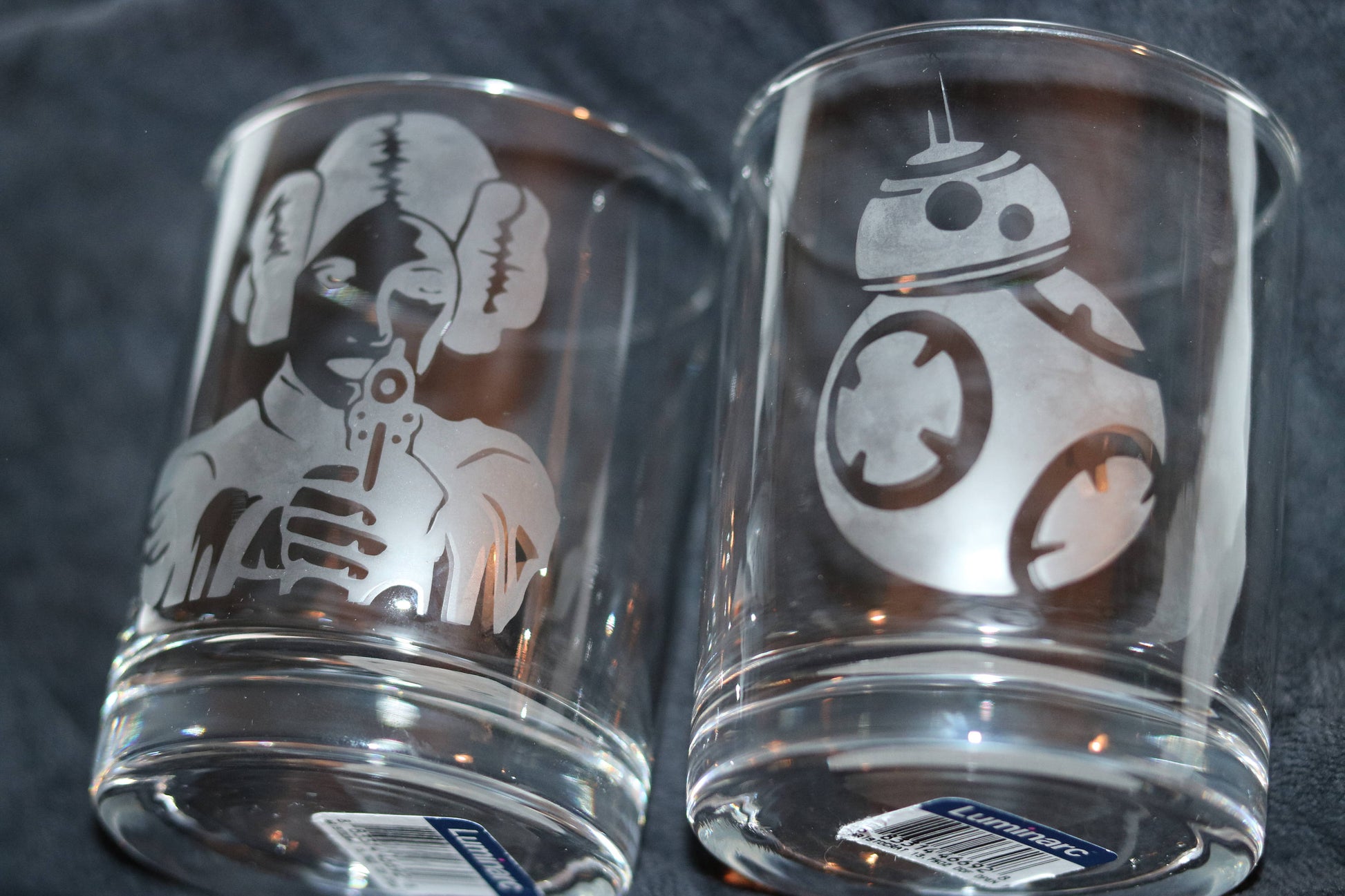 Star Wars Rocks Glass Set / Princess Leia and one with BB-8 - CCCreationz