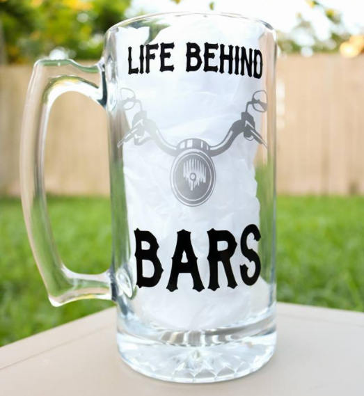 Life Behind Bars, Motorcycle, Biker Beer Mug, Biker Gift, Harley Davidson, Biker Chick, Gift for him - CCCreationz