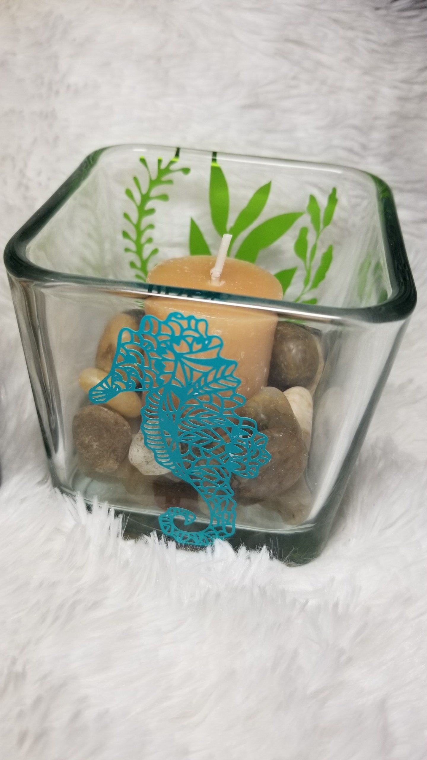 Sea Horse Candle Holder-Square, Octopus Candle, Under the Sea, Candle, beach theme decor - CCCreationz