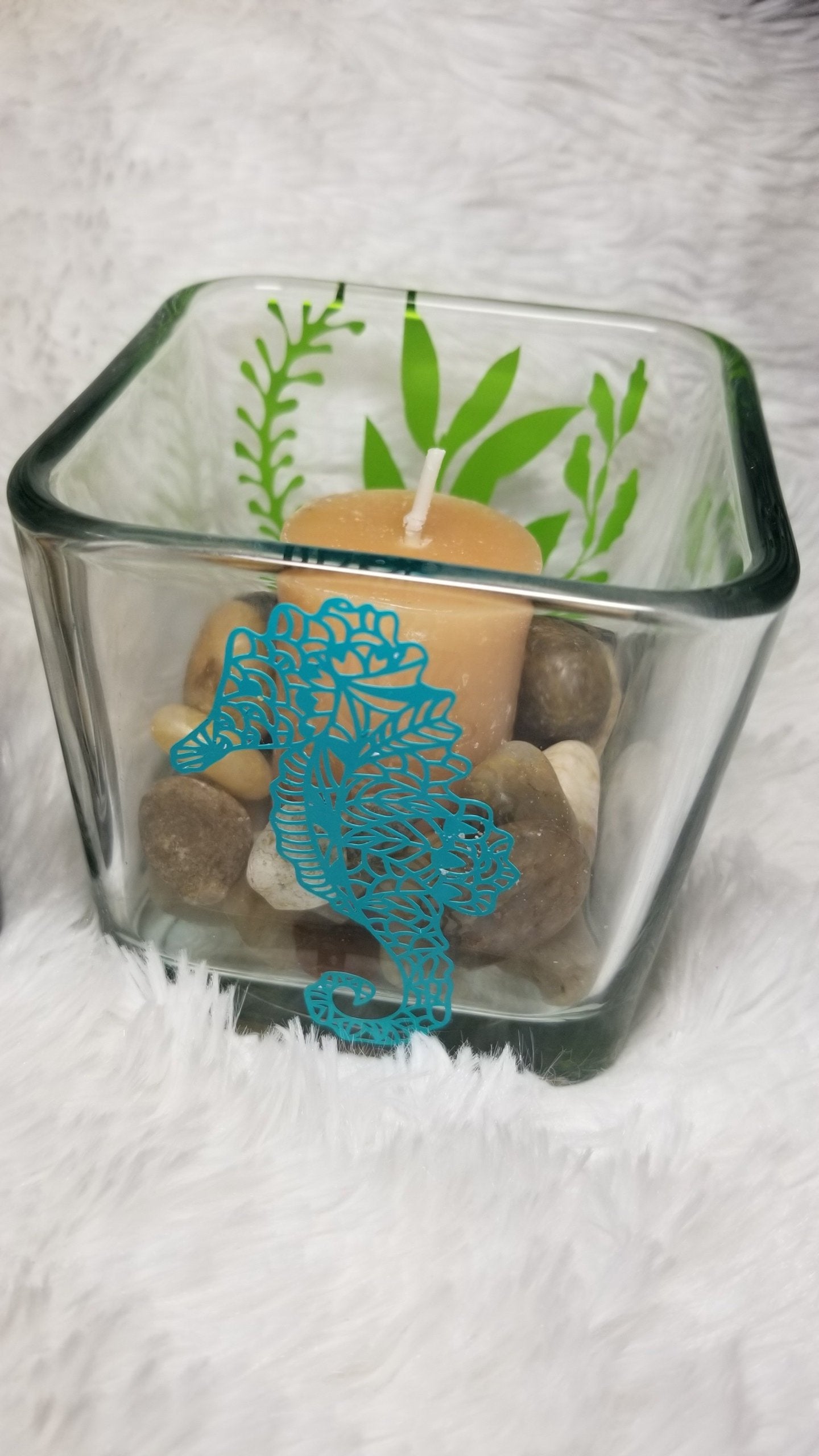 Sea Horse Candle Holder-Square, Octopus Candle, Under the Sea, Candle, beach theme decor - CCCreationz