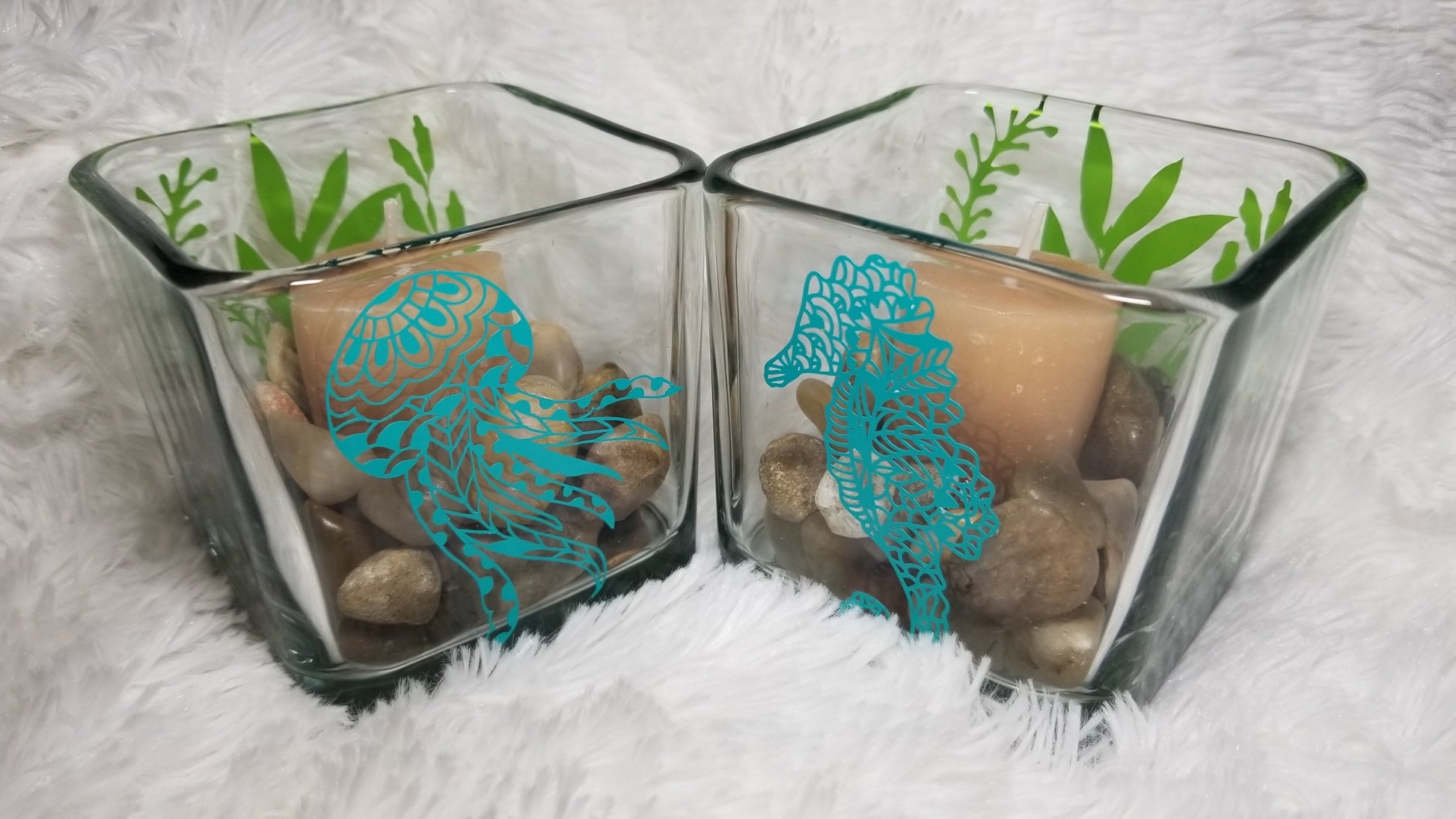 Sea Horse Candle Holder-Square, Octopus Candle, Under the Sea, Candle, beach theme decor - CCCreationz