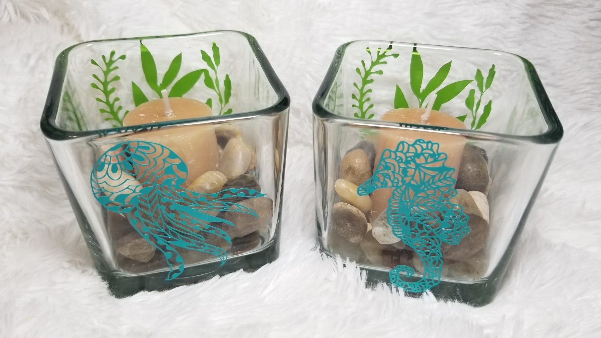 Sea Horse Candle Holder-Square, Octopus Candle, Under the Sea, Candle, beach theme decor - CCCreationz