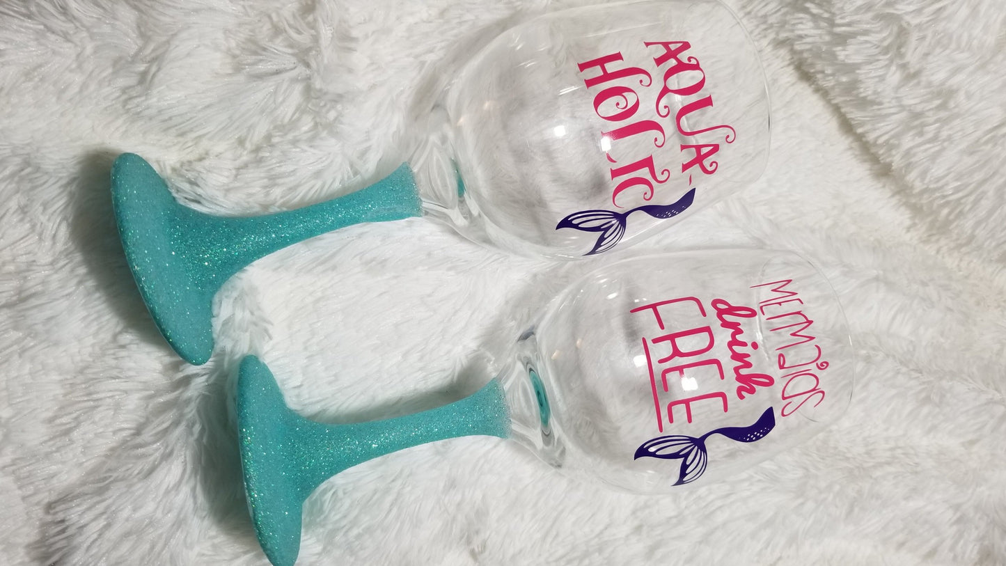 Mermaid Wine Glasses, Funny wine glass, Mermaid lover, Mermaid cup - CCCreationz