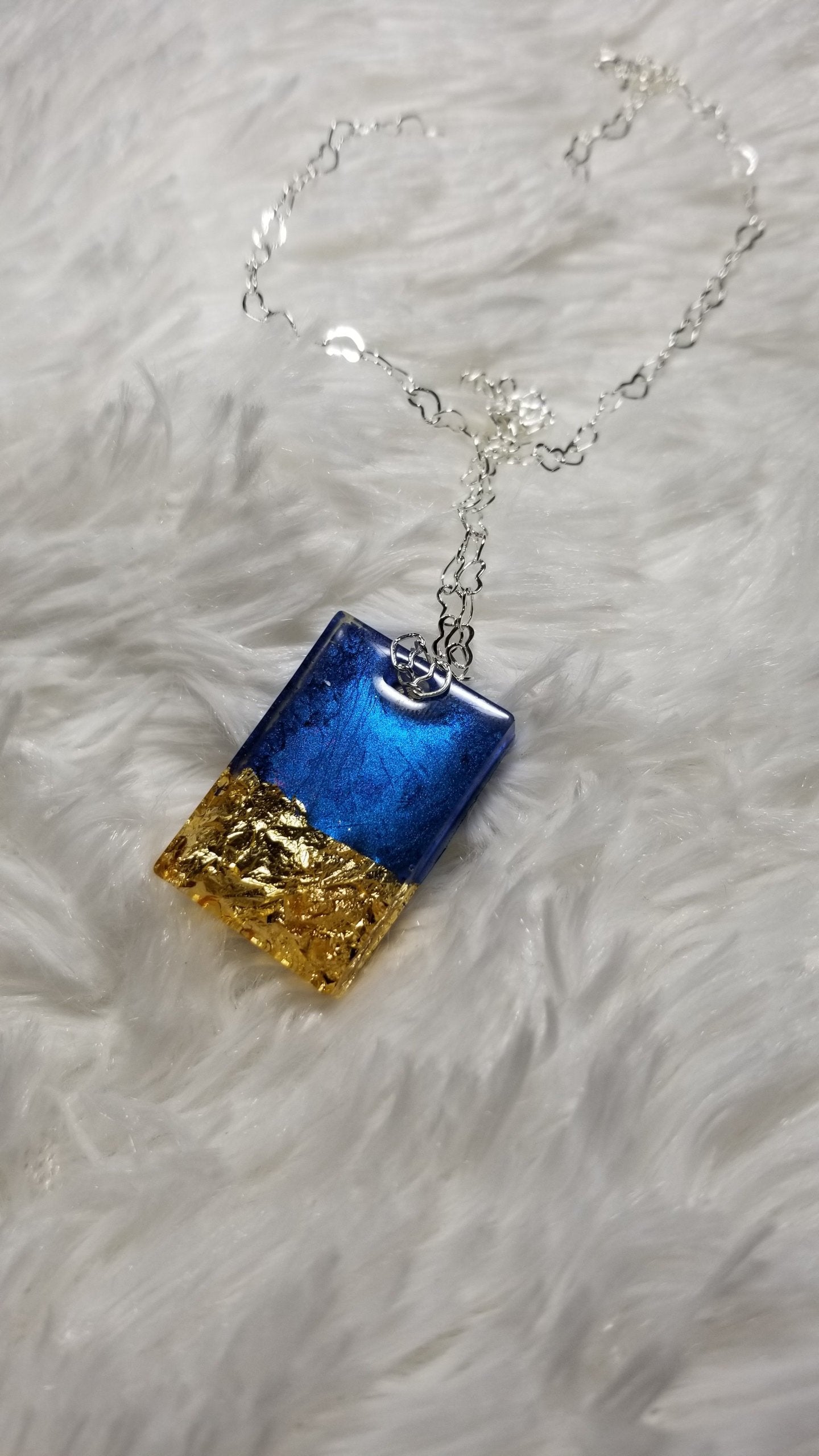 Blue Pendant, Resin Pendant, Bridal Jewelry, Bridesmaid Gift, Gold Pendant, Wedding gift - CCCreationz