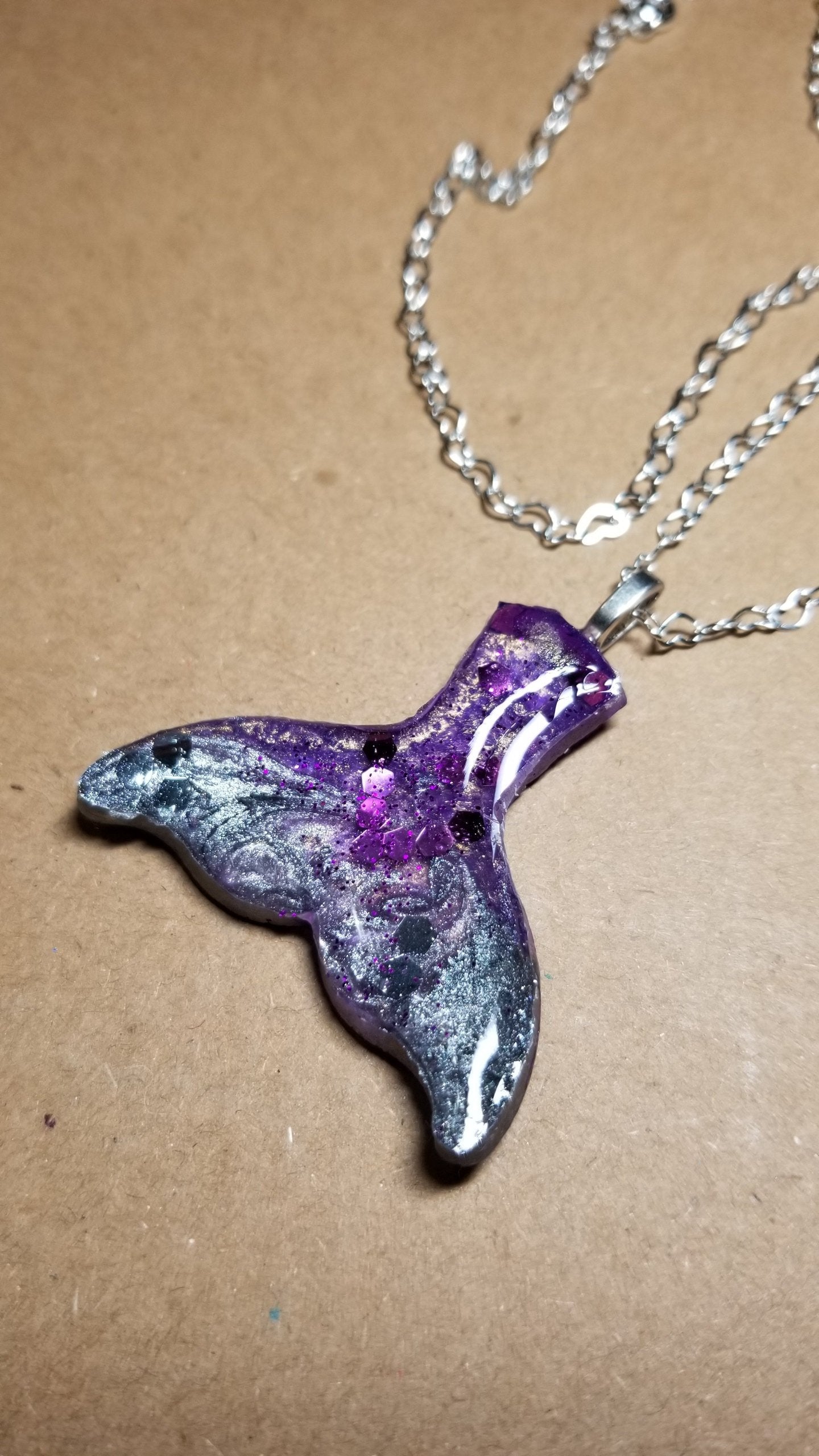 Mermaid tail Pendant, Resin Pendant, handmade Jewelry, purple Pendant - CCCreationz