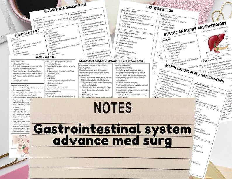 Gastrointestinal System Advance Med Surg Notes