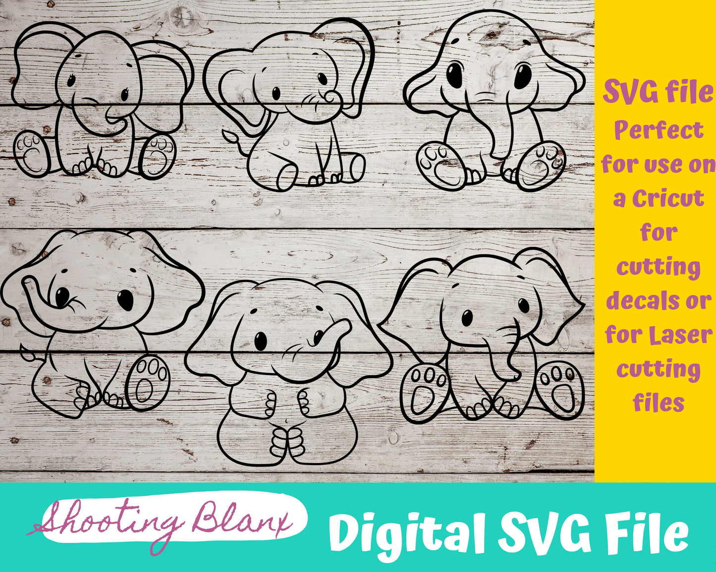 Elephant baby SVG bundle file perfect for Cricut, Cameo, or Silhouette also engraving Glowforge, baby shower