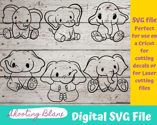 Elephant baby SVG bundle file perfect for Cricut, Cameo, or Silhouette also engraving Glowforge, baby shower