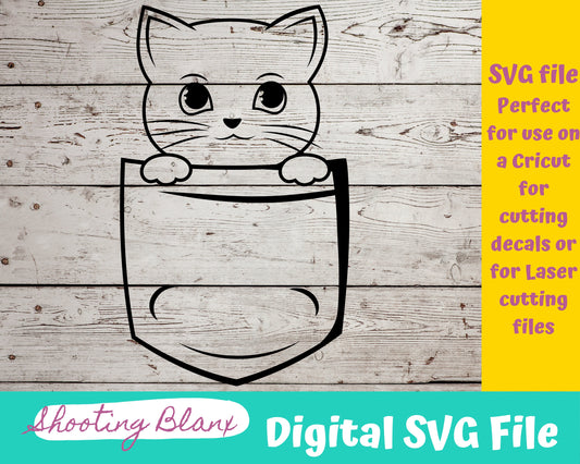 Pocket Cat Buddy SVG file perfect for Cricut, Cameo, or Silhouette also for laser engraving Glowforge, kitty, pet, animal