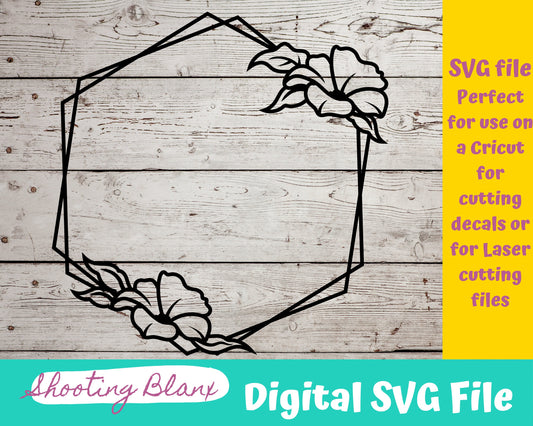 Flower 6 - sided Frame bundle SVG files perfect for Cricut, Cameo, or Silhouette also for laser engraving Glowforge, wedding