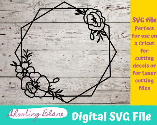 Flower 2 sides with flowers Frame bundle SVG files perfect for Cricut, Cameo, or Silhouette, laser engraving Glowforge, wedding