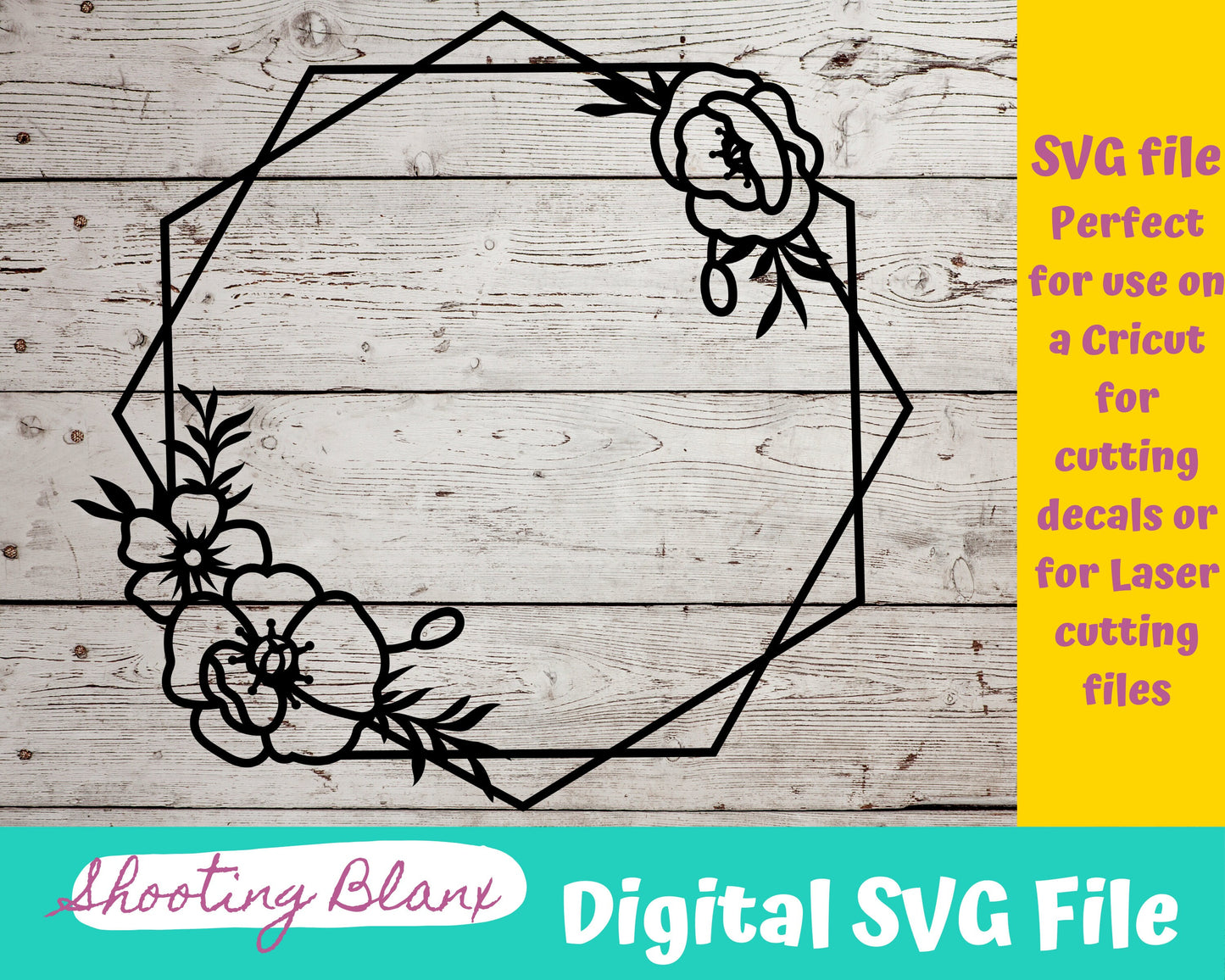 Flower 2 sides with flowers Frame bundle SVG files perfect for Cricut, Cameo, or Silhouette, laser engraving Glowforge, wedding