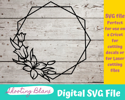 Multiple Flower Frame bundle SVG files perfect for Cricut, Cameo, or Silhouette, laser engraving Glowforge, wedding