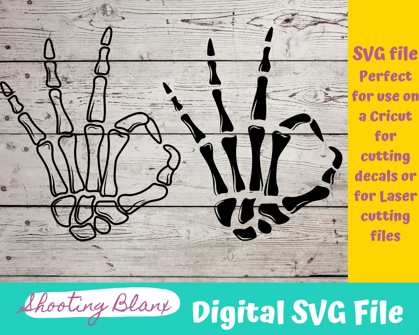 Skeleton Hand Gestures bundle SVG files perfect for Cricut, Cameo, or Silhouette also for laser engraving Glowforge, horror, spooky