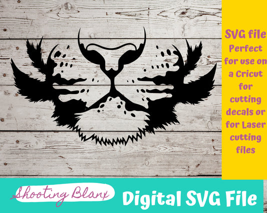 Tiger Mouth SVG file perfect for Cricut, Cameo, or Silhouette also for laser engraving Glowforge, half face, mask, sublimation