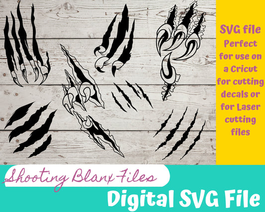 Claw Scratches bundle SVG files perfect for Cricut, Cameo, or Silhouette also for laser engraving Glowforge, Freddy, Eagle