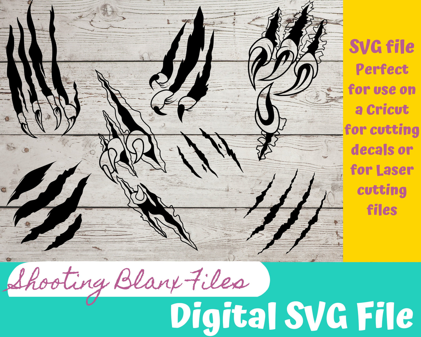 Claw Scratches bundle SVG files perfect for Cricut, Cameo, or Silhouette also for laser engraving Glowforge, Freddy, Eagle