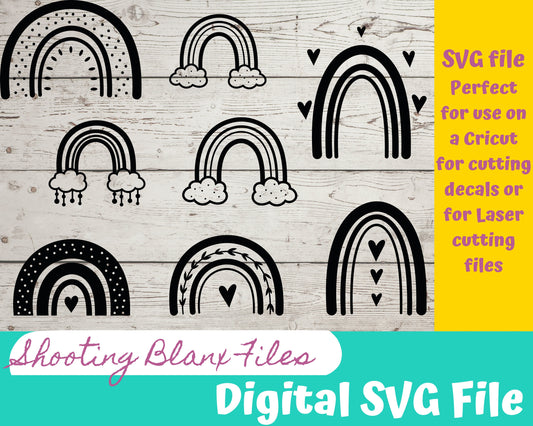 Rainbow bundle SVG files perfect for Cricut, Cameo, or Silhouette also for laser engraving Glowforge, Hand, love, God, Sky